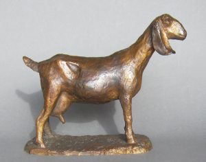 Bronze sculpture of an Anglo Nubian goat