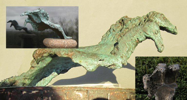 Resin bronze seahorses