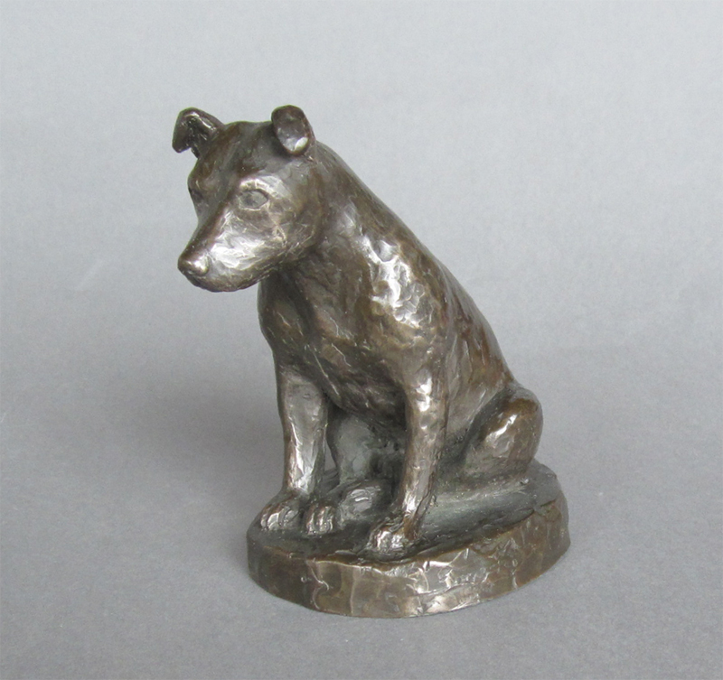 Bronze sculpture of a Staffordshire Bull Terrier bitch linking to details