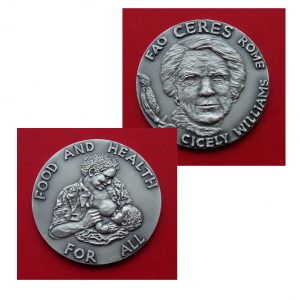Image of a medal in commemoration of Dr Cecily Williams